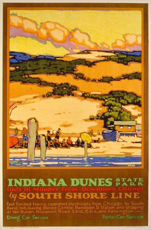 1927 Indiana Dunes poster by Leslie Ragan  Print